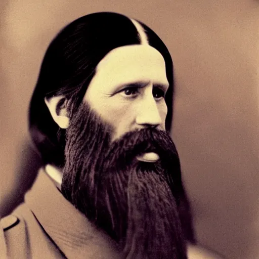 Image similar to rasputin real life photo portrait, digital color restoration life like