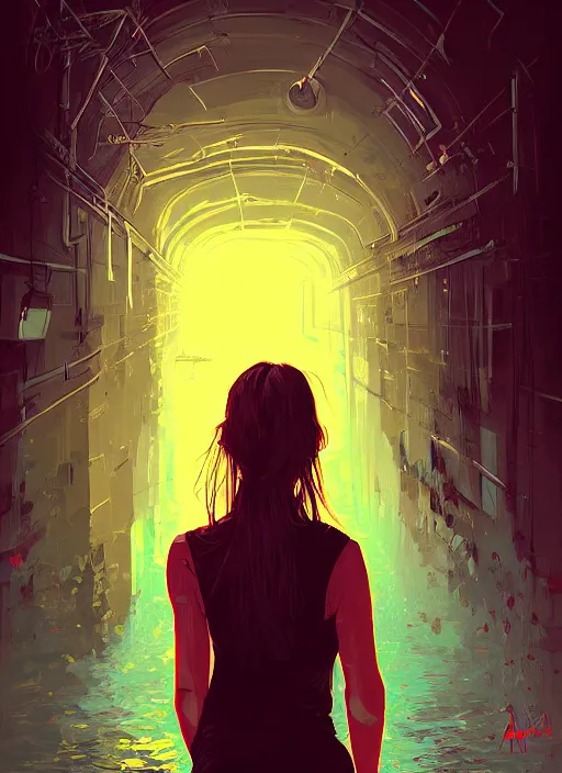 Image similar to a portrait of a pretty sewer punk young lady by alena aenami