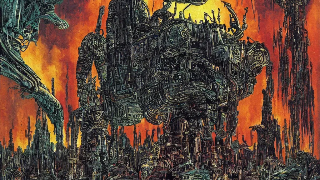 Image similar to alien empire by Philippe Druillet and Richard M Powers