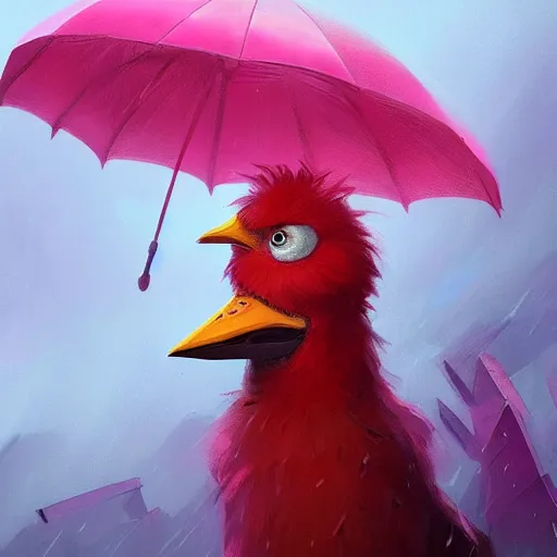 Image similar to a portrait of big bird rainy background, pink bright art masterpiece artstation. 8 k, sharp high quality artwork in style of jose daniel cabrera pena and greg rutkowski, concept art by tooth wu, hearthstone card game artwork.