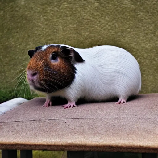 Prompt: guinea pig bench pressing the moon
