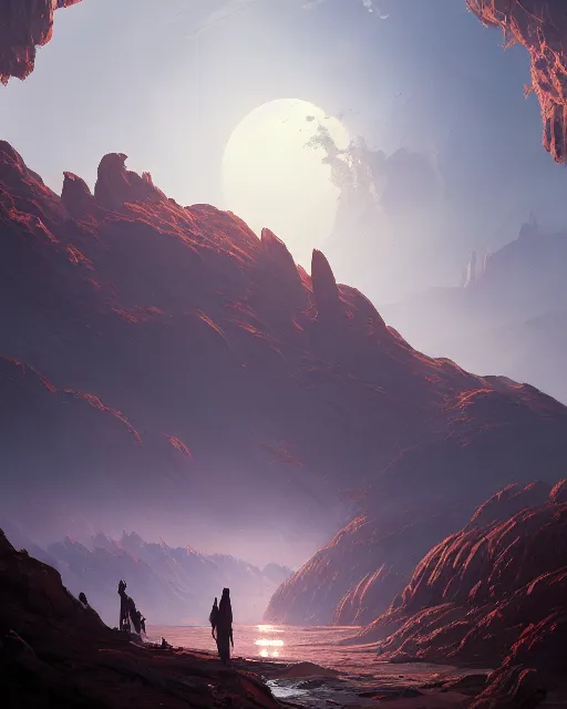 Prompt: two suns rising in the valley of fire, environment art, fantasy art, landscape art, in the style of greg rutkowski, illustration, epic, fantasy, intricate, hyper detailed, artstation, concept art, smooth, sharp focus, ray tracing
