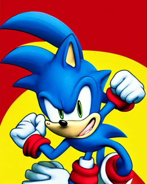 Image similar to sonic the hedgehog with captain america's shield promoting the fight against eggman propaganda poster, american propaganda