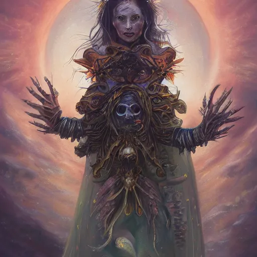 Image similar to a painting of the mothers of the sun, dark fantasy art, high detail, trending on artstation