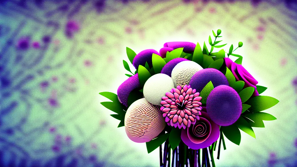 Prompt: bouquet of flowers on a textured background y2k xeroxed image octane render sharpening