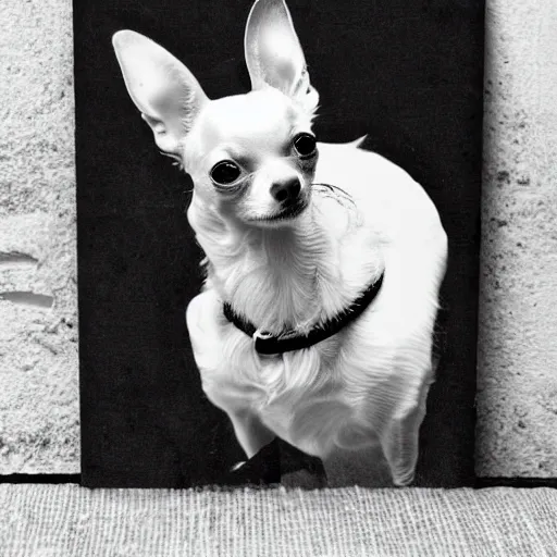 Image similar to chihuahua in the navy black and white photo vintage