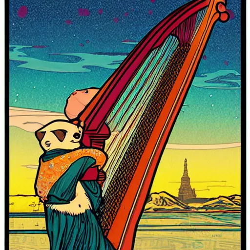 Image similar to baby harp seal sakura sunset illustration, pop art, splash painting, art by geof darrow, ashley wood, alphonse mucha