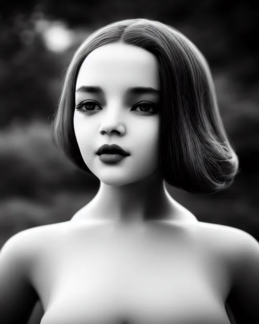 Image similar to black and white dreamy young beautiful female artificial intelligence, cinematic, rim light, bokeh, photo - realistic, elegant, high detail, 8 k, masterpiece, photo taken in 1 9 3 0