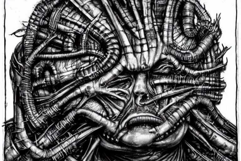 Prompt: donald trump in H. R. Giger style