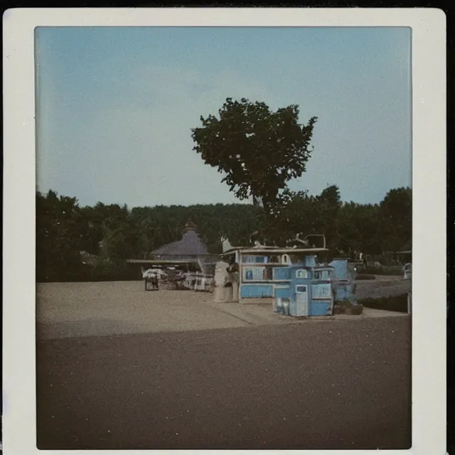 Image similar to polaroid photograph of ( ( ( ( ( ( ( ( balatonfured, a resort town in veszprem county, in hungary ) ) ) ) ) ) ) ), summer, july of 1 9 8 0