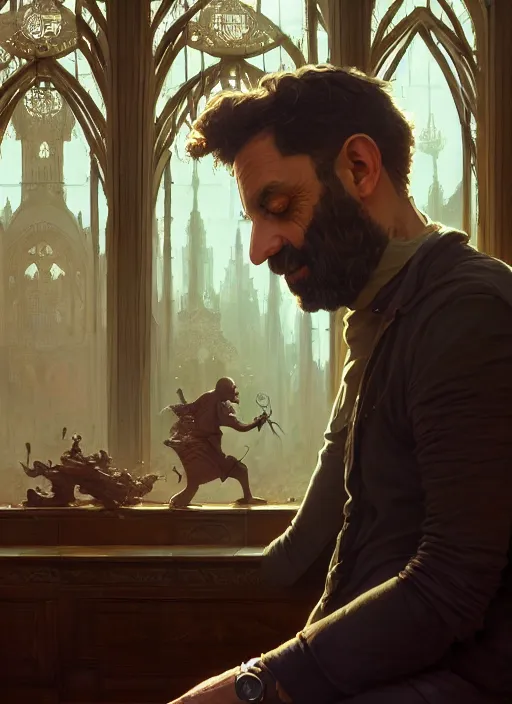 Image similar to highly detailed portrait of issam harris, stephen bliss, unreal engine, fantasy art by greg rutkowski, loish, rhads, ferdinand knab, makoto shinkai and lois van baarle, ilya kuvshinov, rossdraws, tom bagshaw, alphonse mucha, global illumination, radiant light, detailed and intricate environment