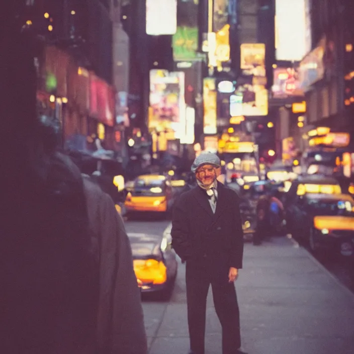 Prompt: medium format film dawn portrait of a man in new york by street photographer from the 1 9 6 0 s, hasselblad film man bokeh portrait featured on unsplash, colour expired film