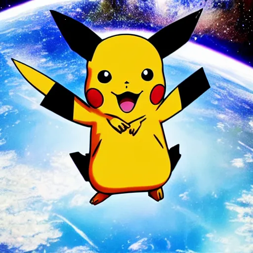 Image similar to pikachu in space