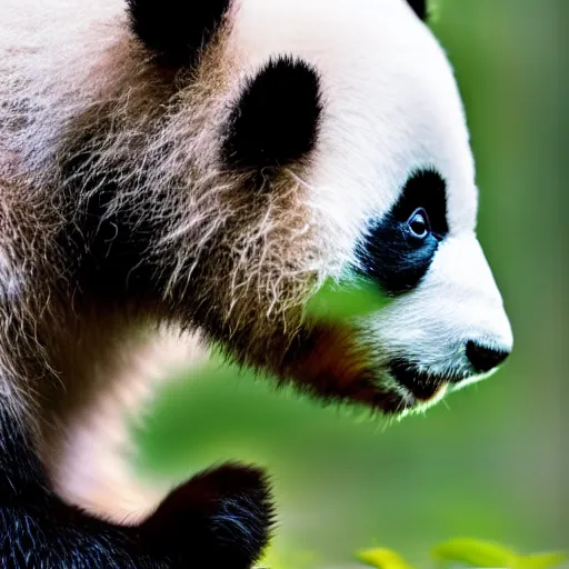 Prompt: beautiful cute panda baby cute panda baby cute panda baby insanely detailed, 8 k, hdr, gfx association, low angle, tilted, perfect lighting, macro lens, professional lenses awards winning trending on artstation, cover, national geographic best photo of the year