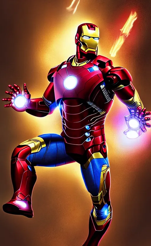 Prompt: portrait of the rock as iron man from the avengers infinity war, character concept art, hyperrealistic, detailed, accurate illustration, dramatic lighting, action pose
