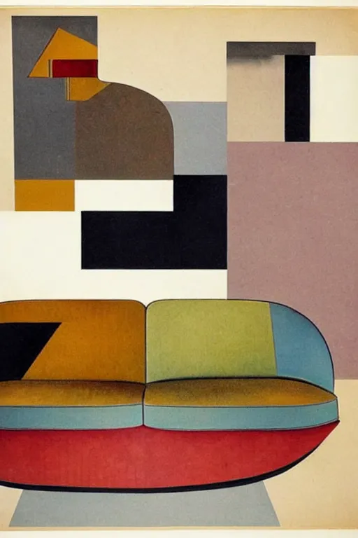 Prompt: (((((1950s cubist sofa . muted colors.))))) by Jean-Baptiste Monge !!!!!!!!!!!!!!!!!!!!!!!!!!!