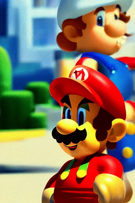 Image similar to 35mm photo of Mario from the video game Mario Bros., light leaks, kodachrome