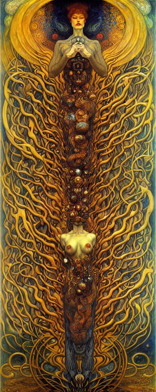 Image similar to Divine Chaos Engine by Karol Bak, Jean Delville, William Blake, Gustav Klimt, and Vincent Van Gogh, symbolist, visionary