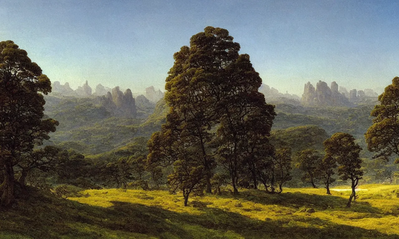 Prompt: a painting of a majestic landscape of noway in summer by caspar david friedrich, high detail,