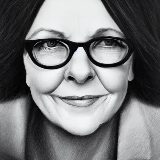 Prompt: stuckism black detailed portrait of diane keaton