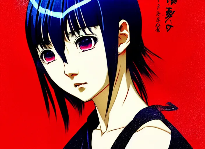 Image similar to ilya kuvshinov editorial illustration colorful anime portrait of shiina ringo, murata range, blue submarine no 6, manga, fine texture, detailed, perfect anime face, dramatic lighting, film grain, textured brush strokes, dynamic composition, moody, vivid, volumetric light, alphonse mucha, last exile, fine stippled lighting, tsuruta kenji