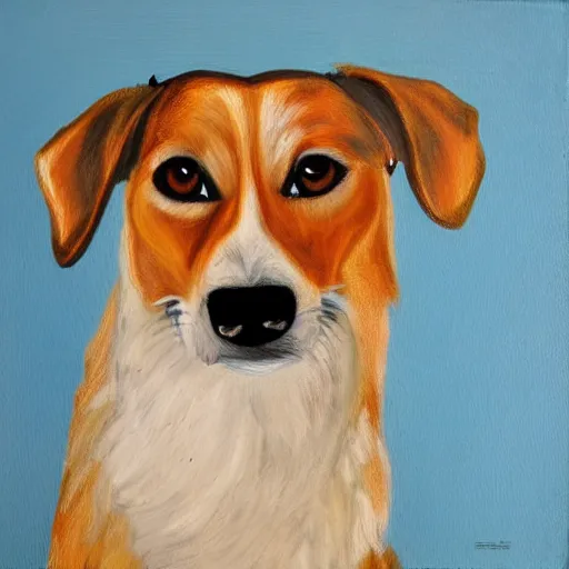 Image similar to Portrait of dog, fine art, made by John emms