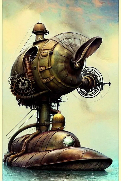 Prompt: (((((1950s steampunk nautilus submarine . muted colors.))))) by Jean-Baptiste Monge !!!!!!!!!!!!!!!!!!!!!!!!!!!