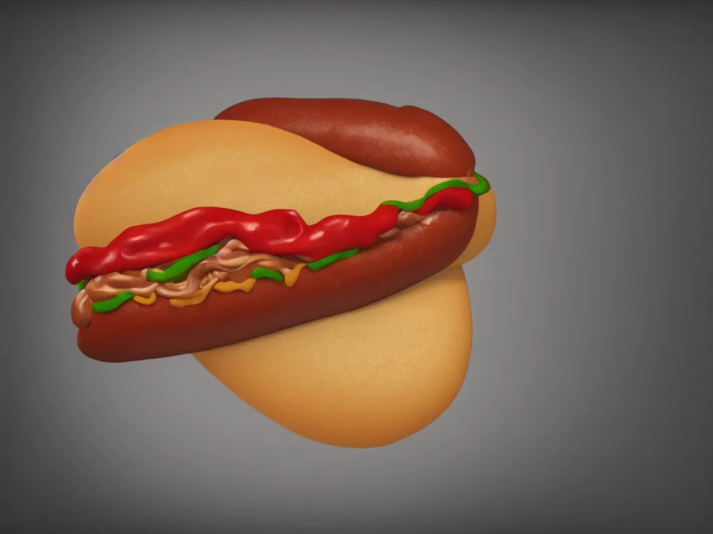 Image similar to a voluminous, amorphous, blob of flowing hair in the shape of a hot dog. Epic, elegant, nouveau, highly detailed, digital painting, cinematic, 8k, render