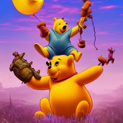 Image similar to winnie the pooh fantasy art apex fortnite video game icon, 2 d game art gta 5 cover, official fanart behance hd artstation by jesper ejsing, by rhads, makoto shinkai and lois van baarle, ilya kuvshinov, rossdraws