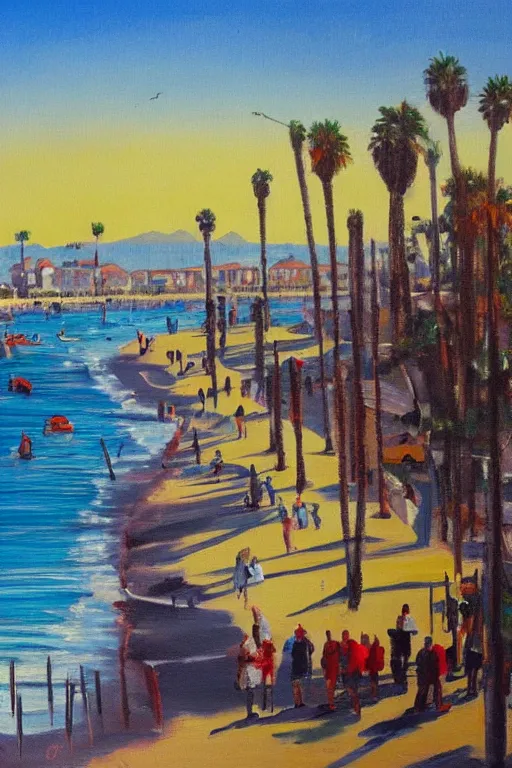 Image similar to bob ross painting of venice beach