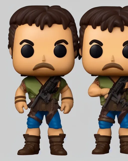 Image similar to full body 3d render of Rambo as a funko pop, studio lighting, white background, blender, trending on artstation, 8k, highly detailed