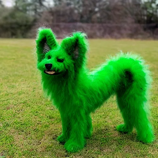 a green dog made of grass, green alien dog, green Stable Diffusion