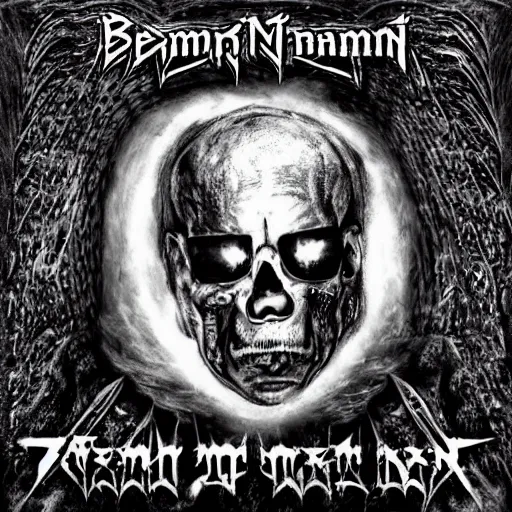 Prompt: benjamin netanyahu death metal album cover