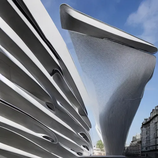 Image similar to a shiny and solemn memorial by zaha hadid