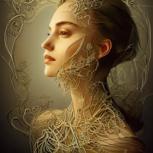 Prompt: the portrait of an absurdly beautiful, graceful, elegant, and sophisticated young woman made of garlic bulbs, an ultrafine detailed illustration by james jean, intricate linework, bright colors, final fantasy, behance contest winner, vanitas, angular, altermodern, unreal engine 5 highly rendered, global illumination, radiant light, detailed and intricate environment