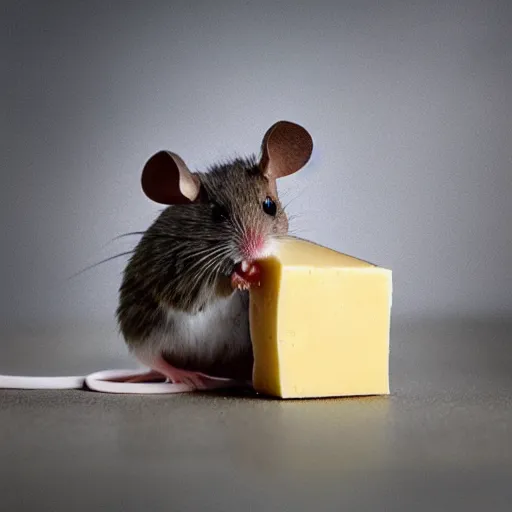 Image similar to mouse eating a giant piece of cheese