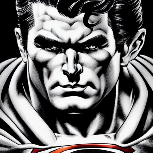 Image similar to an ultra - realistic head and shoulders portrait painting of superman in the style of frank frazetta. 4 k. ultra - realistic. highly detailed. dark fantasy. epic lighting.