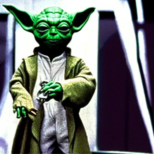 Image similar to yoda as the main protagonist in the film reservoir dogs