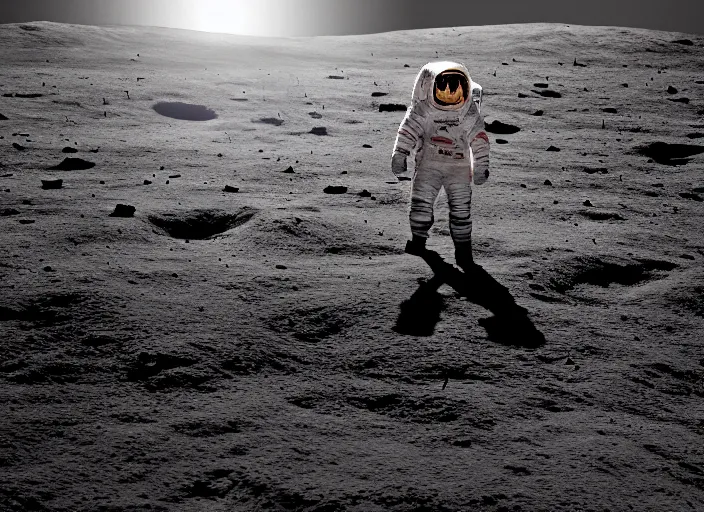 Image similar to digital art, trending on artstation, a man in an astronaut suit sitting on the moon, planet earth exploding in the background, lunar landscape, moody