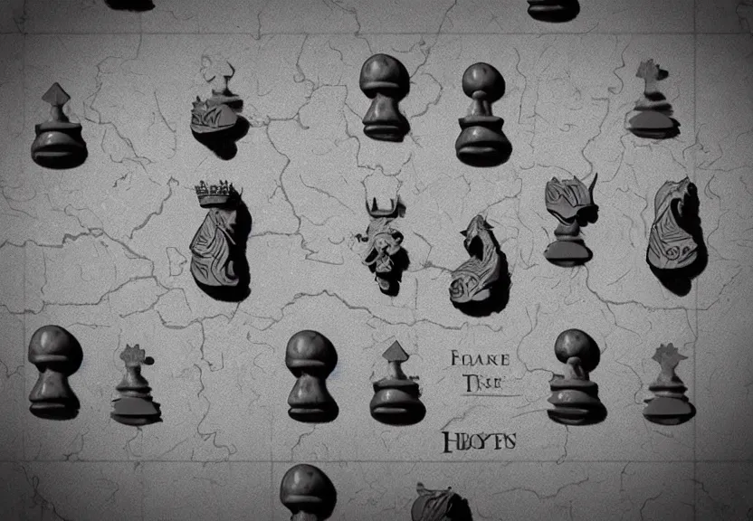 Prompt: “table with a game of thrones style map, with chess pieces in the shape of soldiers moving on it, 4k, 3D, view from the side”