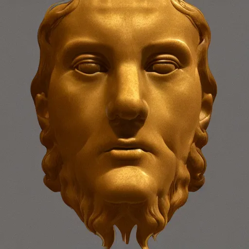 Image similar to head of a renaissance statue, huge neon ring, 3 d render