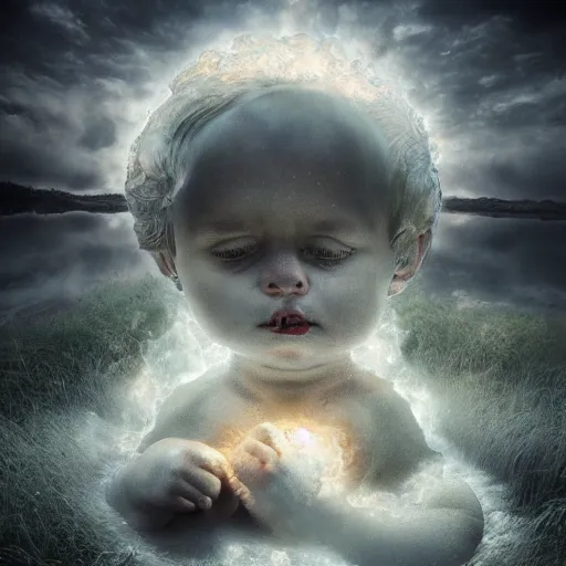 Image similar to Editorial Masterpiece extremely realistic Legendary elemental High Orders Cherubic Virtues figure infused with coalesced crystalline fire by Erik Johansson, perfect light