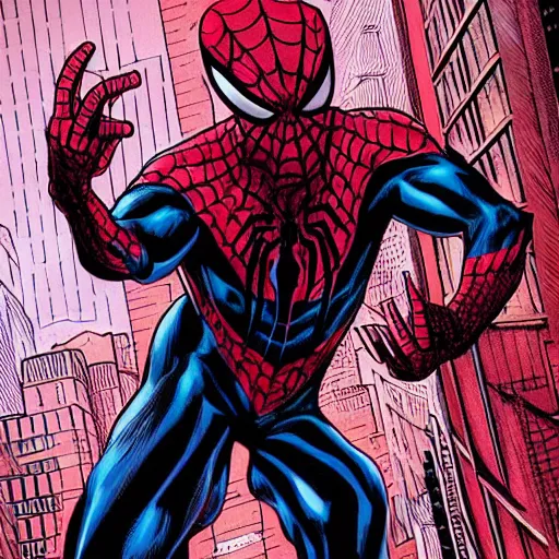 Prompt: carnage symbiote morphing in to spider man on a dark and stormy night in new york city