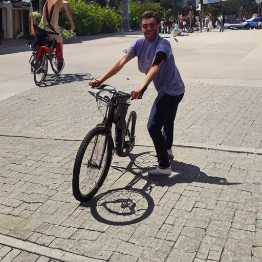 Prompt: gabibbo stealing a bike