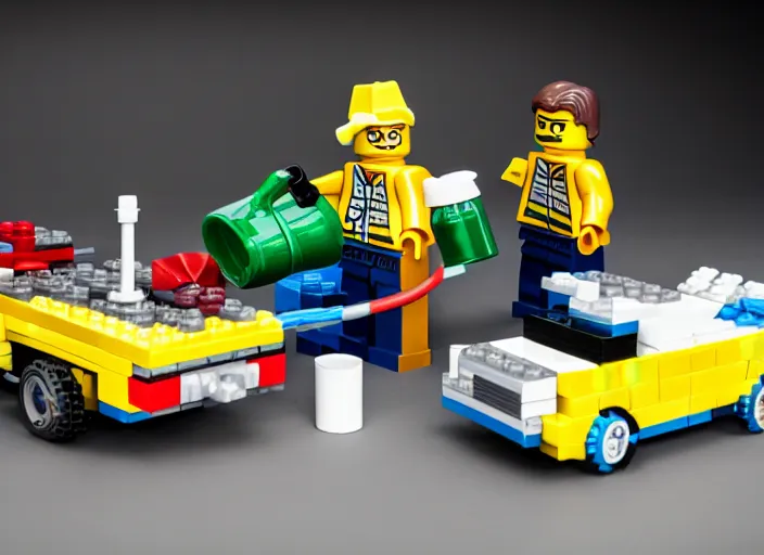 Image similar to product photo still of walter white breaking bad car wash lego playset, 8 k, 1 2 0 mm macro, f 1. 8, studio lighting, key light