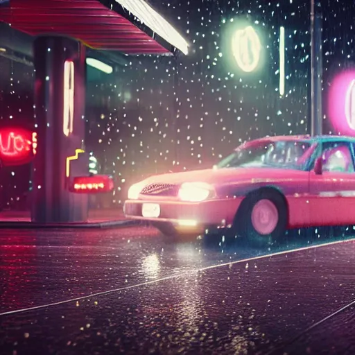 Image similar to a mr bean portrait, rain, neon, beautiful, rendered in octane, unreal engine, cinematic