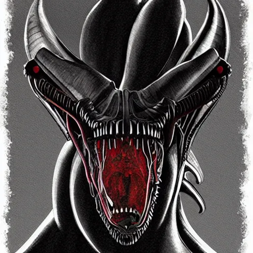 Image similar to “ digital art illustration of a xenomorph by artist michael mitchell ”