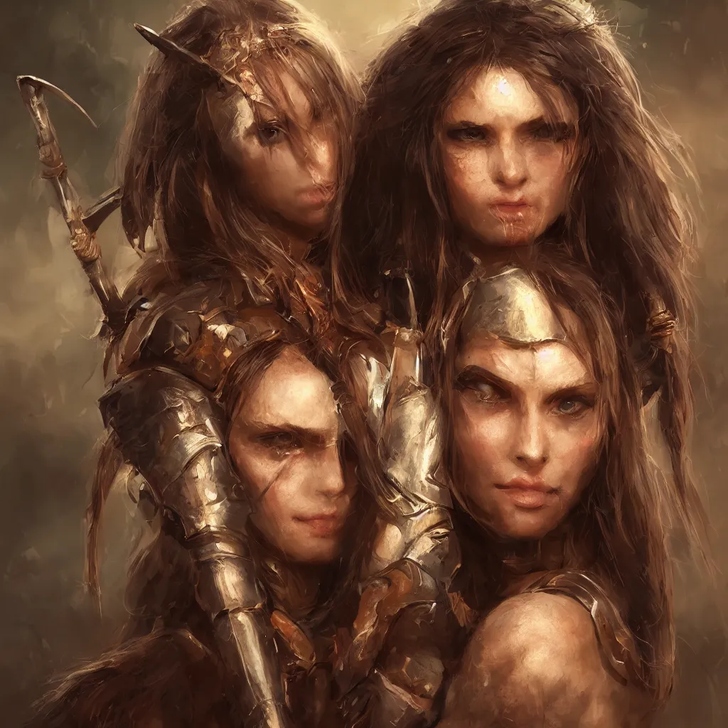 Image similar to head and shoulders focus portrait of a barbarian female high quality focus by wlop