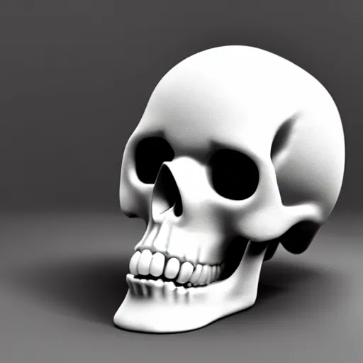 Image similar to a white cartoonish shaped skull with two holes in it, an ambient occlusion render, trending on zbrush central, photorealism, rendered in maya, ambient occlusion, zbrush.