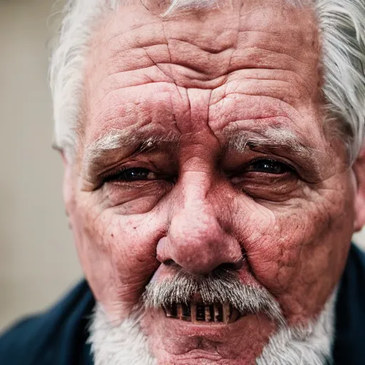 Prompt: photograph of old man wearing suit, sinister, dark circles under eyes, overweight, sagging skin, caucasian, hair becoming gray, cult leader, sigma 85mm f/1.4, 4k, depth of field, high resolution, 4k, 8k, hd, full color